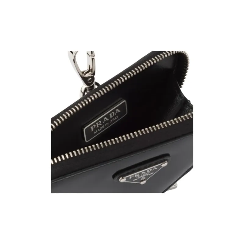 PRADA Leather Clutch Mini Women's Black-3