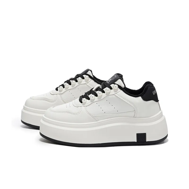 La Chapelle Slip-Resistant Cushioning Abrasion-Resistant Low-Top Skateboard Shoes Women's Beige Black-1