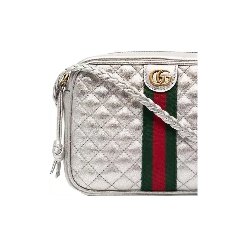 GUCCI Leather Camera Bag, Crossbody Bag, Shoulder Bag Mini Women's Silver-4