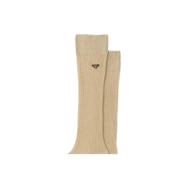 PRADA SS23 Knee-High Socks Women's 1 Pack Platinum-1