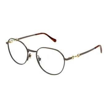 GUCCI Metal Irregular Shape Eyeglass Frames Women's Brown