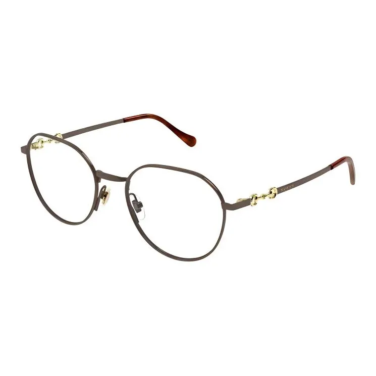 GUCCI Metal Irregular Shape Eyeglass Frames Women's Brown-0