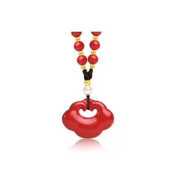 With The Heart Of The Jade Reconstructed Cinnabar Necklaces Unisex