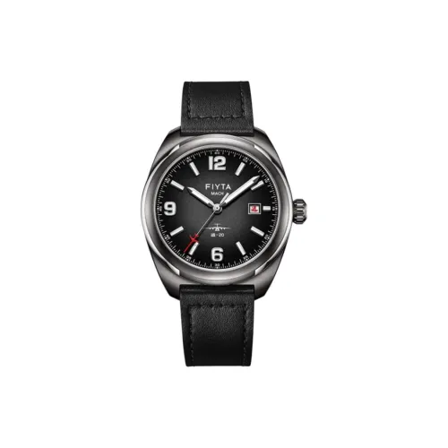 Fiyta MACH Collection GA881025.HBB Automatic Mechanical Movement Cow Leather Strap Watch Men's Watches Black Dial