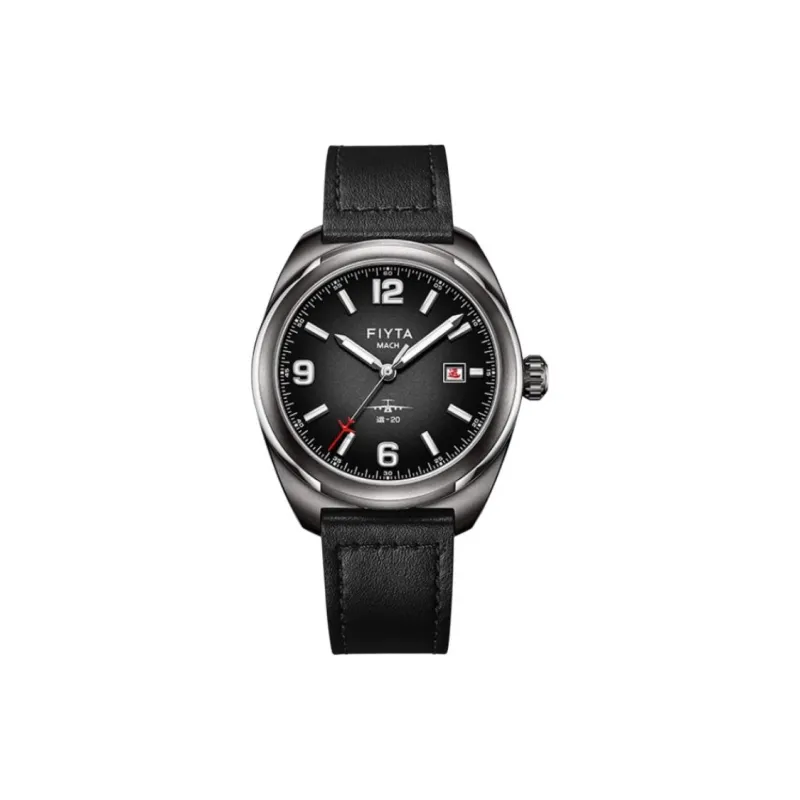 Fiyta MACH Collection GA881025.HBB Automatic Mechanical Movement Cow Leather Strap Watch Men's Watches Black Dial-0