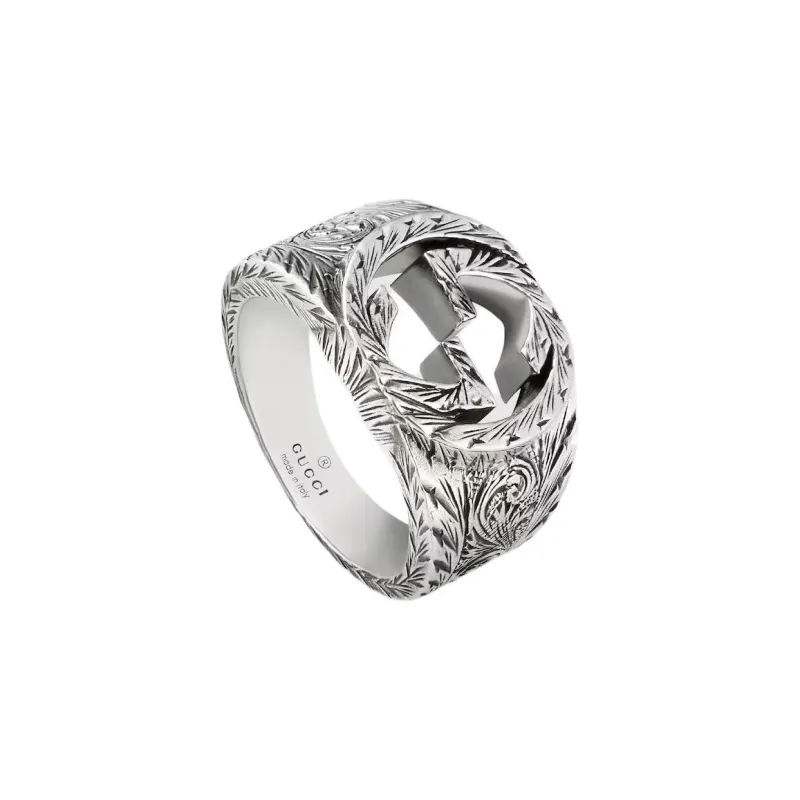 GUCCI 2000 2024 Sterling Silver Interlocking G Ring-1