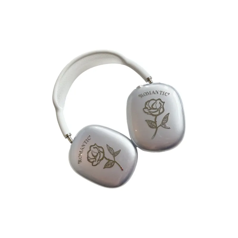 Baohuguang Compatible With AirPods Max TPU Silver Coated Rose Lightweight Fully Enclosed Headphone Set-1