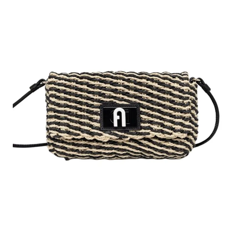Furla Paper Messenger Bag Handbag Shoulder Bag Crossbody Bag Women's Beige/Black-1