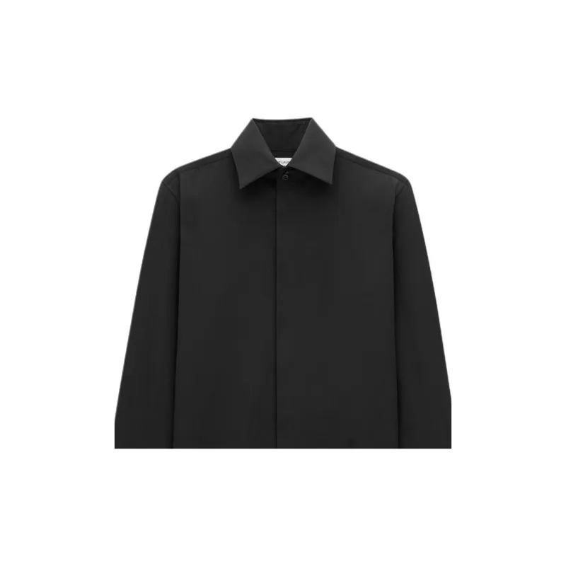 SAINT LAURENT Cassandre Buttoned Straight Hem Shirt-6