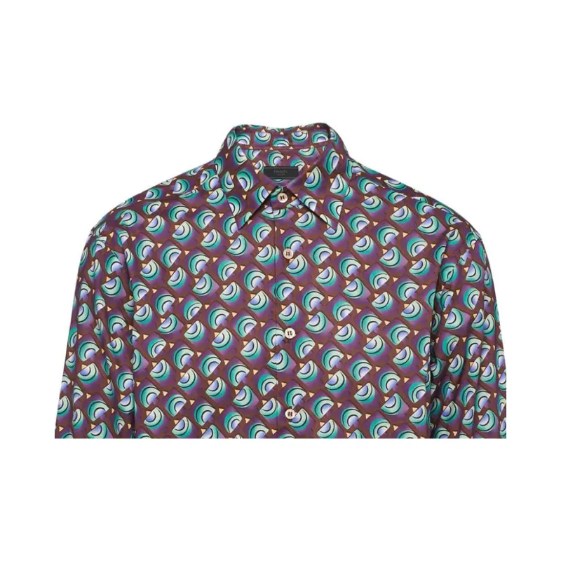 PRADA Geometric-Printed Button-Up Shirt-4