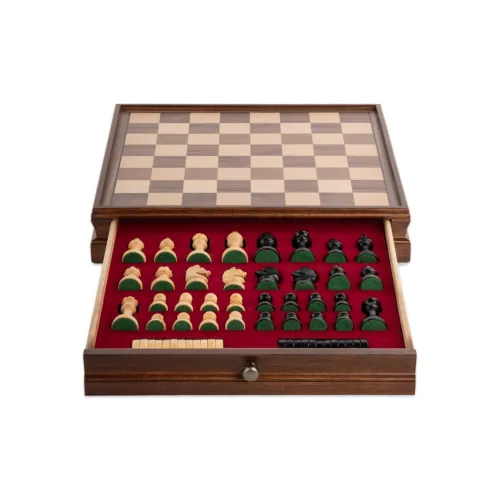 A&A LINGYU Walnut Wood Chess Checkers Set, Premium Solid Wood Board Games