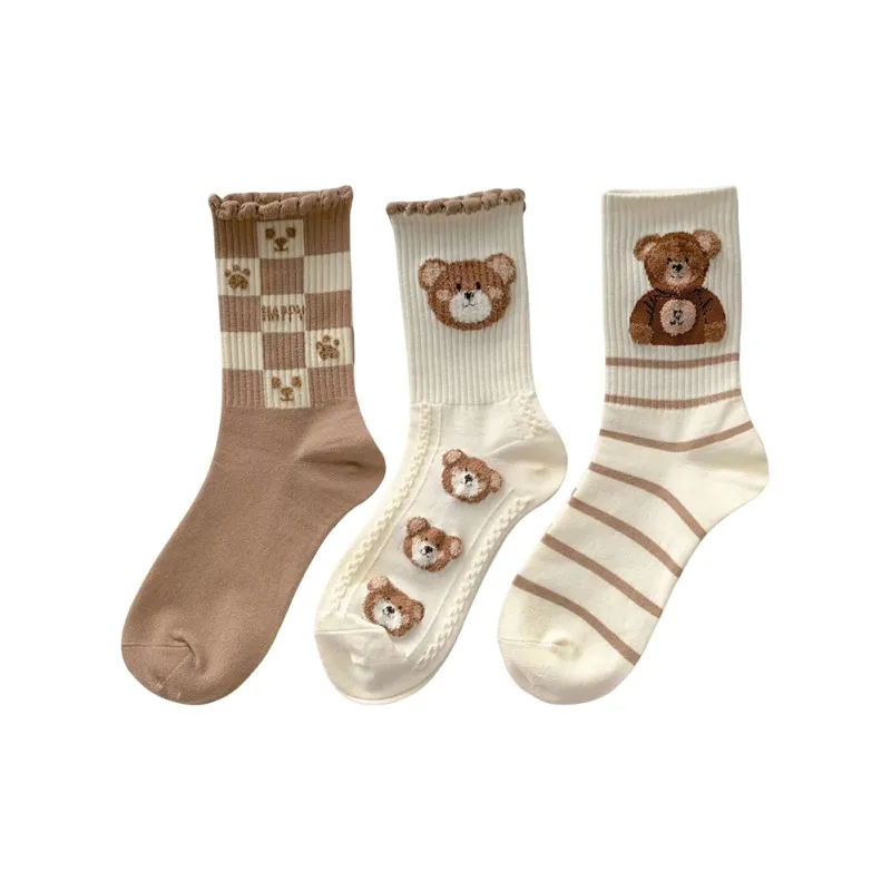 BEAR UNION Mid Calf Socks Women's 3 Pack-1