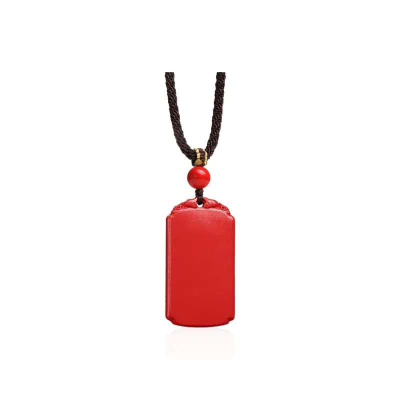 With The Heart Of The Jade Reconstructed Cinnabar Necklaces Unisex-0