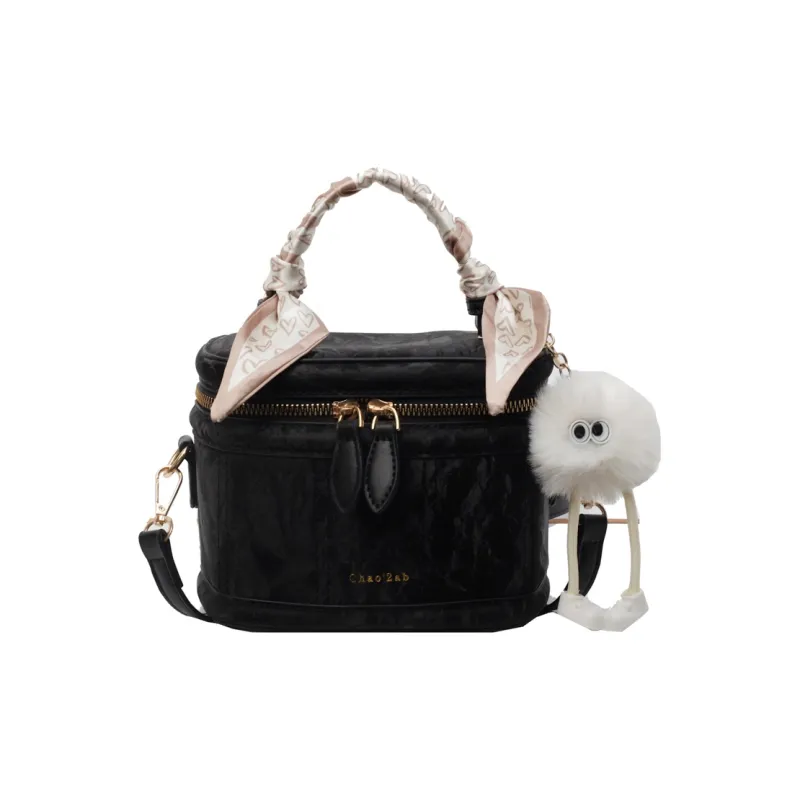 HCXK PU Vintage Shoulder Bag Crossbody Bag Portable Bucket Bag Regular Women's Ecru/Silver/Black/Pink-10