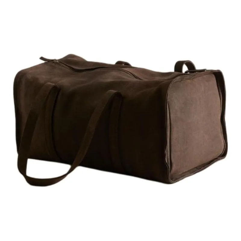 ZARA Cow Leather Portable Travel Bag Unisex Brown-2