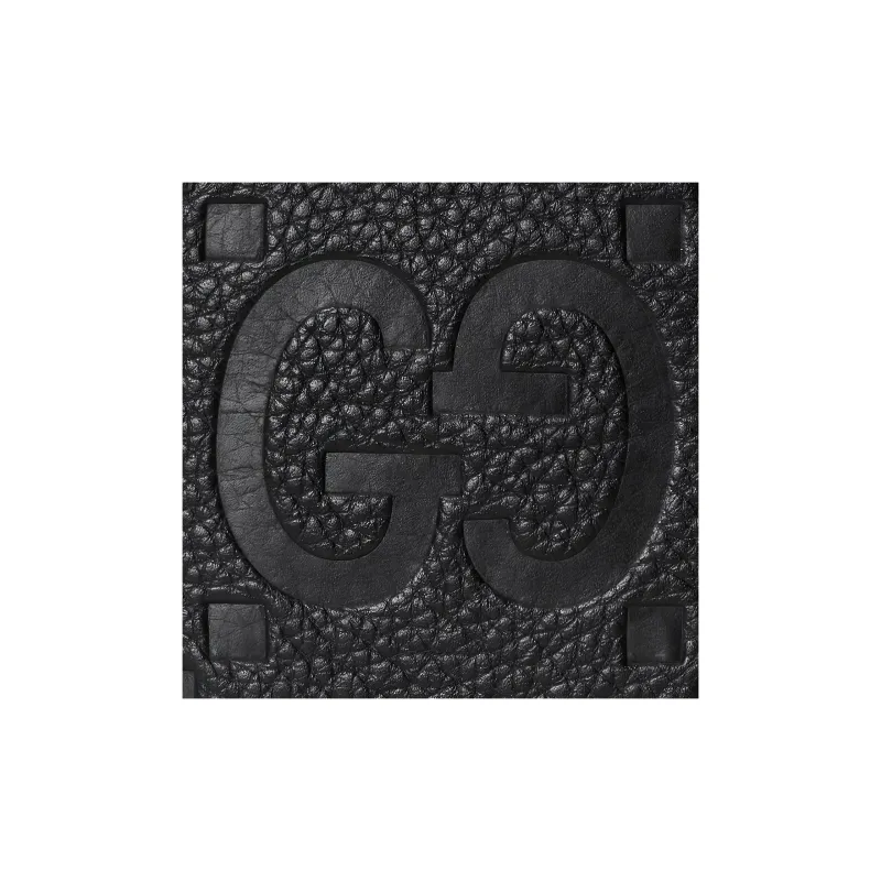 GUCCI Leather Card Holder Tubas Men's Black-4