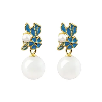 Xiaoyinjiang Hetian Jade Earrings Pale Greenish White Jade Women's