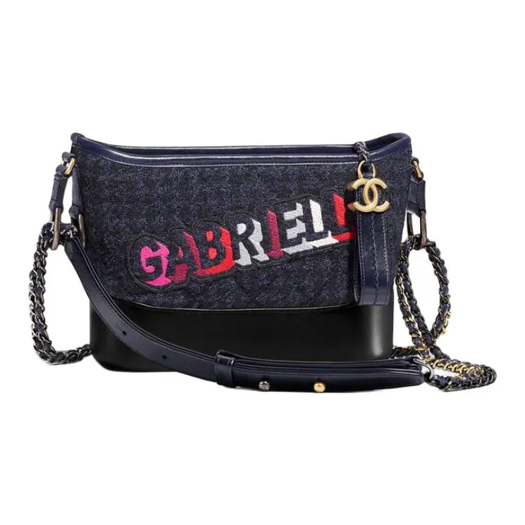 CHANEL Gabrielle Calfskin Handbag, Shoulder Bag, Crossbody Bag Women's Marine Blue-1