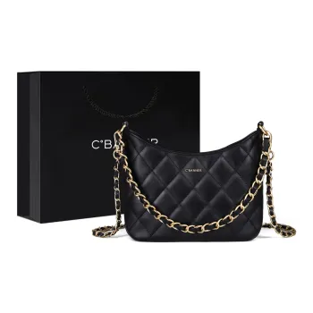 C°BANNER Top Grain Cow Leather One Shoulder Crossbody Chain Bucket Bag Regular Women's Black