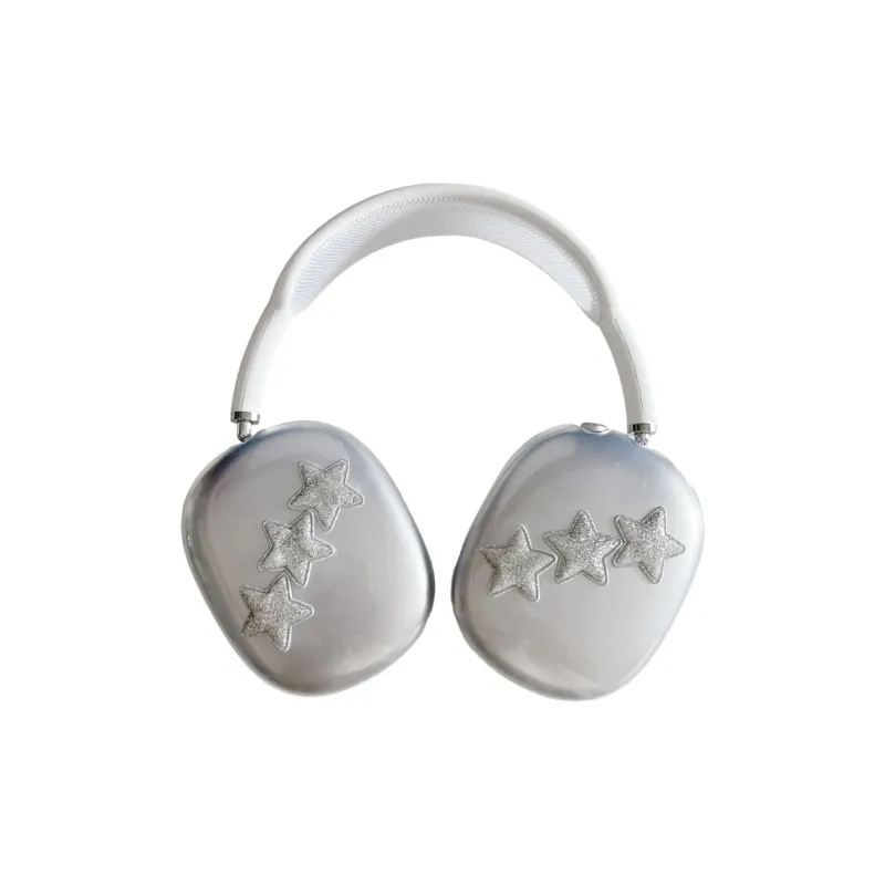 Baohuguang Compatibility With AirPods Ma TPU Urban Chic Style Silver Stars Fully Enclosed Headphone Cases-2