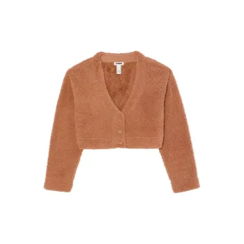 Victoria's Secret PINK Co ZZZy Fleece Cropped Cardigan / Toffee Pajama Tops Women's Milk Candy