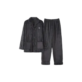Qiao Ni Tong Pajama Set Men's Dark Gray