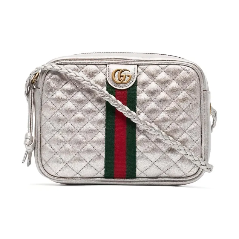 GUCCI Leather Camera Bag, Crossbody Bag, Shoulder Bag Mini Women's Silver-0