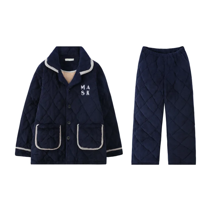 Qiao Ni Tong Pajama Set Men's Royal Blue-0