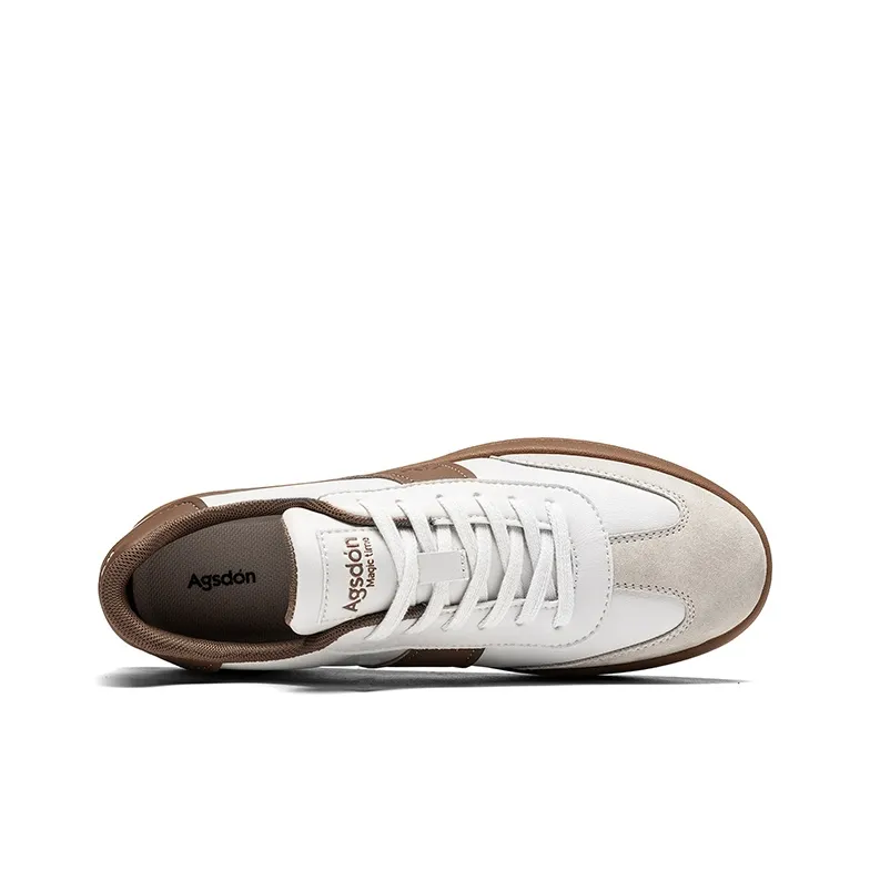AGSDON Non-slip Lightweight Low-Top Skateboard Shoes Men's Beige Brown-1