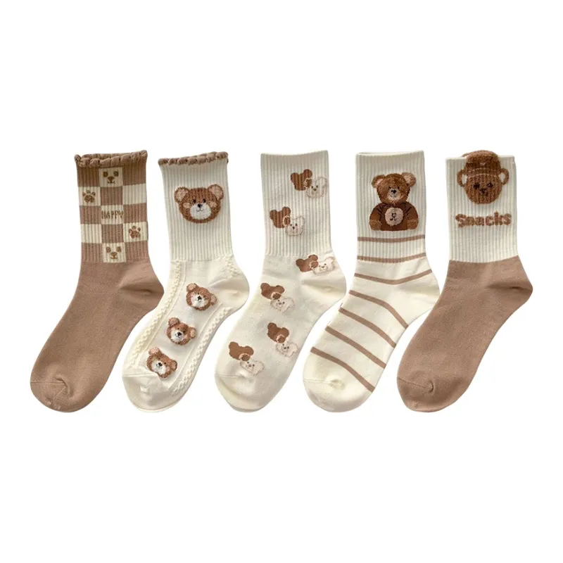 BEAR UNION Mid Calf Socks Women's 5 Pack-6