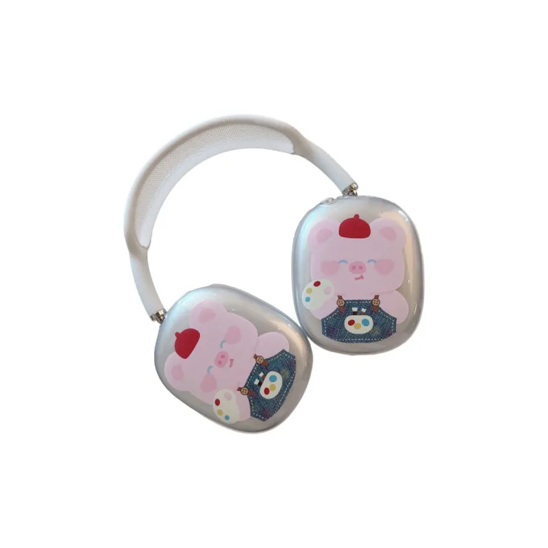 Baohuguang Compatible With AirPods Max TPU Ins Cute Denim Pink Piggy Headphone Set-2