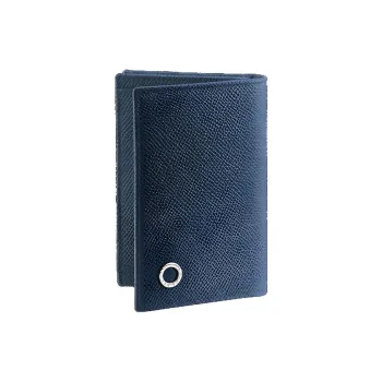 BVLGARI Calfskin Wallets Card Holders Men's Denim Blue