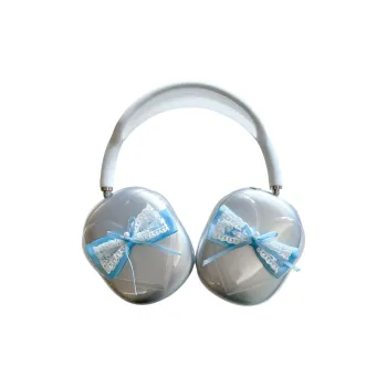 Baohuguang Compatible With AirPods Max TPU 3D Effect Blue White Urban Chic Style Bowknot Headphone Set