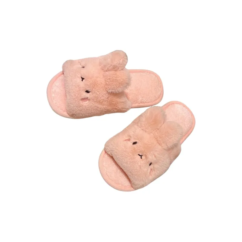 Meter Fall Home Cartoon Little Rabbit Cotton Slippers For Women's With Flat Soles, Plush, And Non Slip Cotton Sole-10