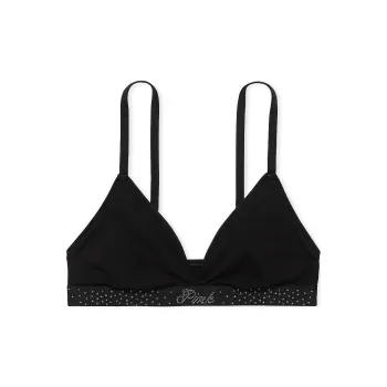 Victoria's Secret PINK Bralettes & Bra Tops Logo Cotton Triangle Bralette /PB Bra Women's Pure Black