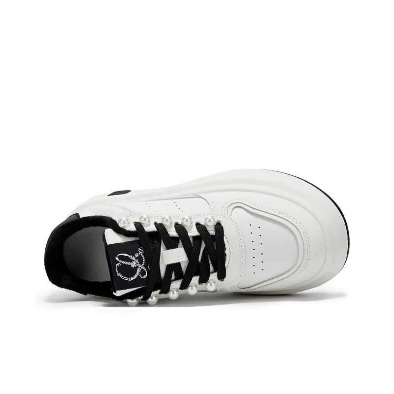 La Chapelle Slip-Resistant Cushioning Abrasion-Resistant Low-Top Skateboard Shoes Women's Beige Black-4