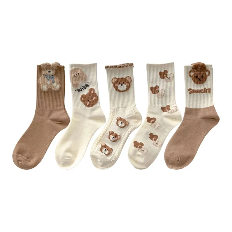 BEAR UNION Mid Calf Socks Women's 5 Pack-4