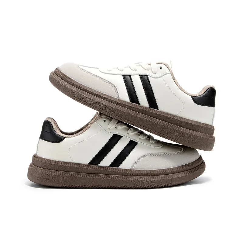 La Chapelle Wear-Resistant Height Increasing Low-Top Skateboard Shoes Women's Beige Black-3
