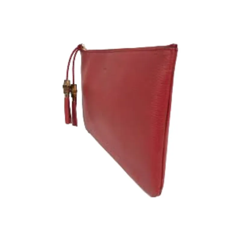 GUCCI Leather Clutch Women's Red-3