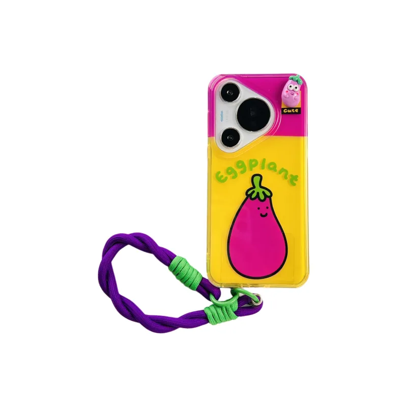 Wei Xin Acrylic Material Peanut Eggplant Lanyard Phone Cases Compatibility With Huawei Mate 60/60 Pro/Pura 70/70 Pro+-3