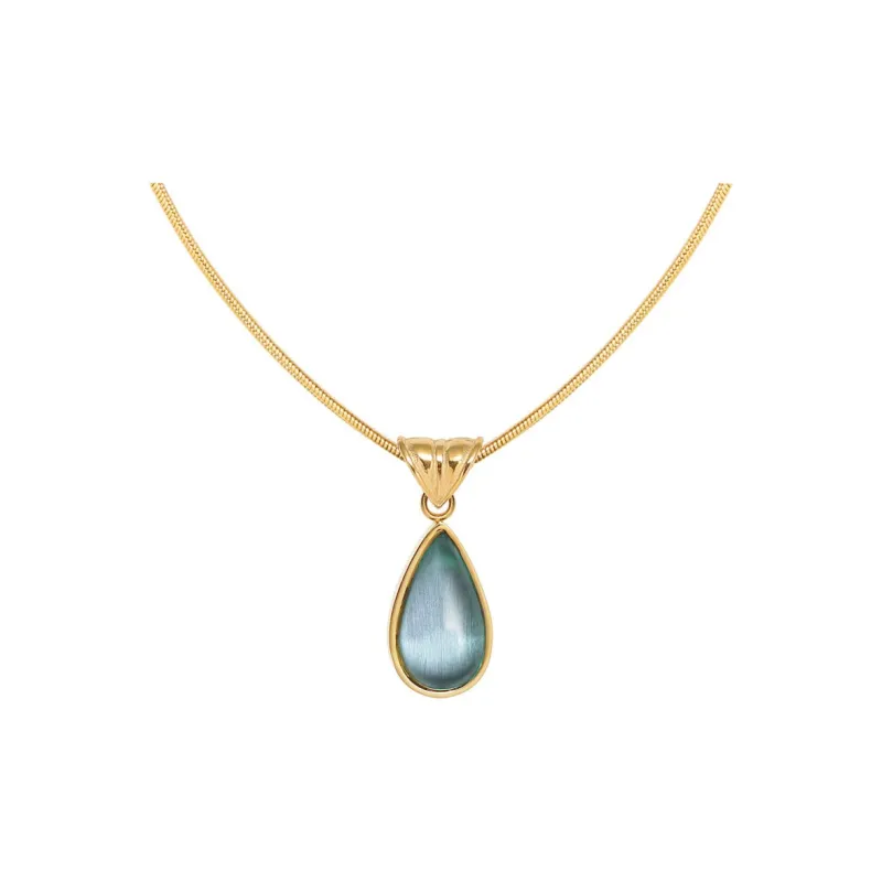 CHUVORA Turquoise Ocean Pendant Collarbone Chain Gold Plated Non Fading Women's-2