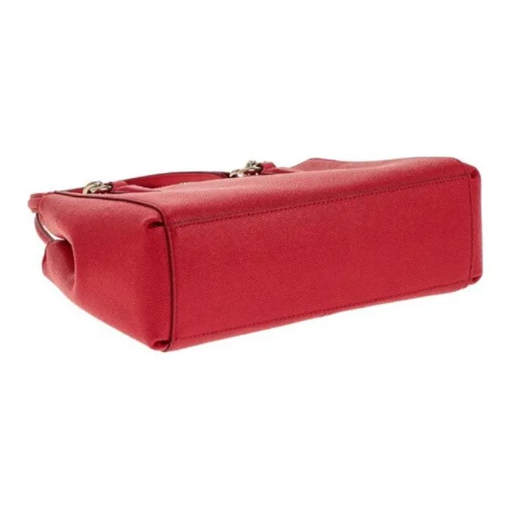 COACH Christie Cross-Stitch Leather Tote Bag Shoulder Bag Crossbody Bag Large Size Women's Red-3