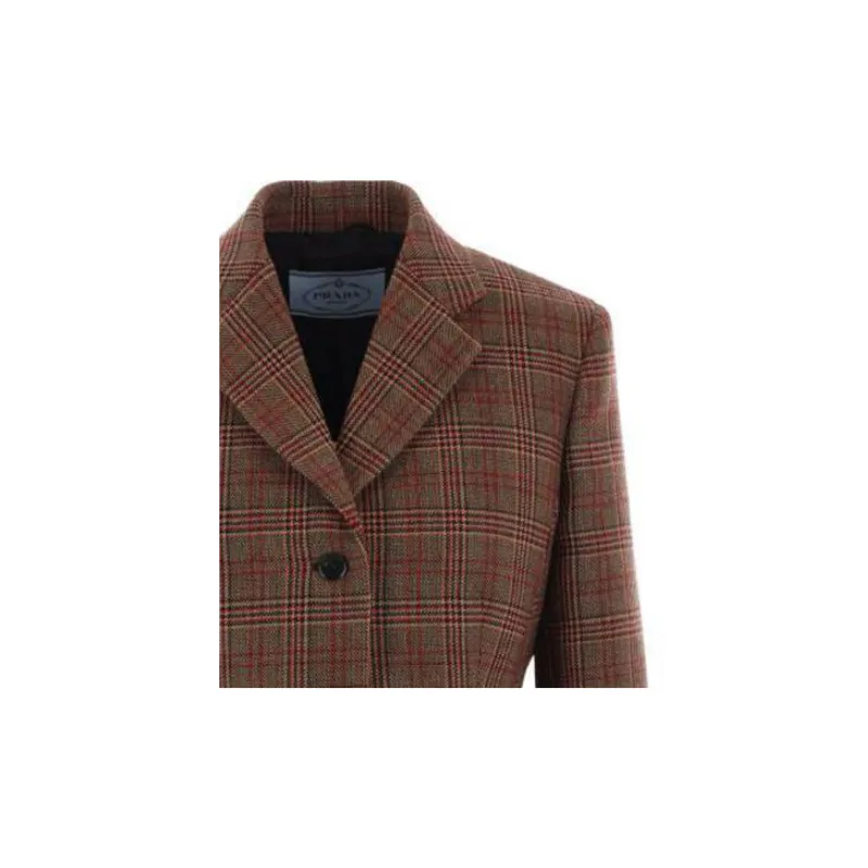 PRADA Checked Single Breasted Jacket-4