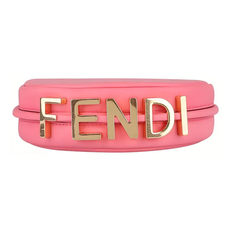 FENDI Fendigraphy Calfskin Crescent Bag Handbag Wrist Bag Extra Mini Women's Pink-2