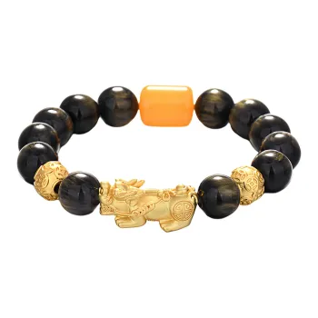 Listen To The Flowers Bloom Obsidian Jade Bracelets Men's