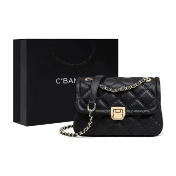 C°BANNER Synthetic Leather One Shoulder Crossbody Small Square Bag Regular Women's Black/Ecru