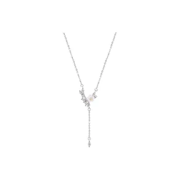 Lockstarfy 925 Sterling Silver Mother Of Pearl Collarbone Chain Women's