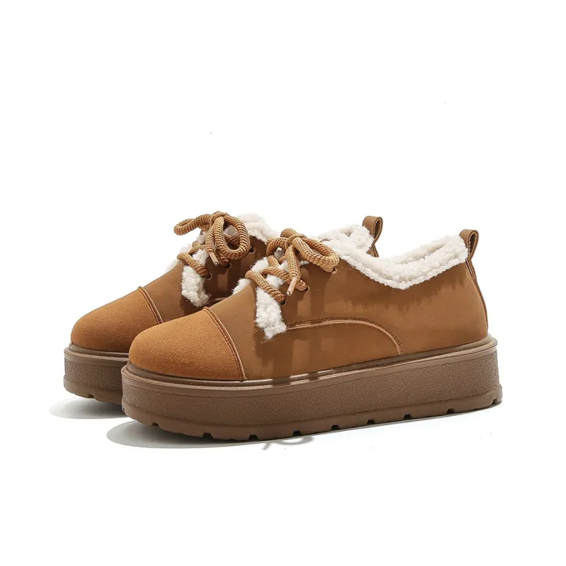 HUANQIU Thermal Slip Resistant And Abrasion Resistant Low Top Skateboard Shoes Women's Coffee Brown-2