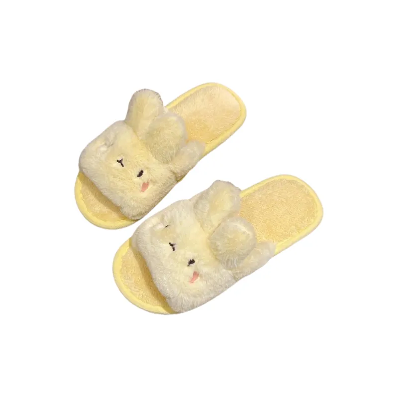Meter Fall Home Cartoon Little Rabbit Cotton Slippers For Women's With Flat Soles, Plush, And Non Slip Cotton Sole-3