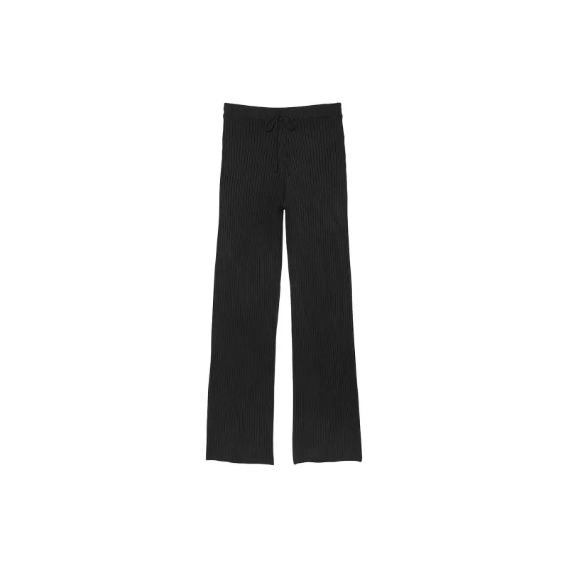 Victoria's Secret PINK Ribbed Knit Lounge Pants / Pure Black Pajama Pants Women's Pure Black-0